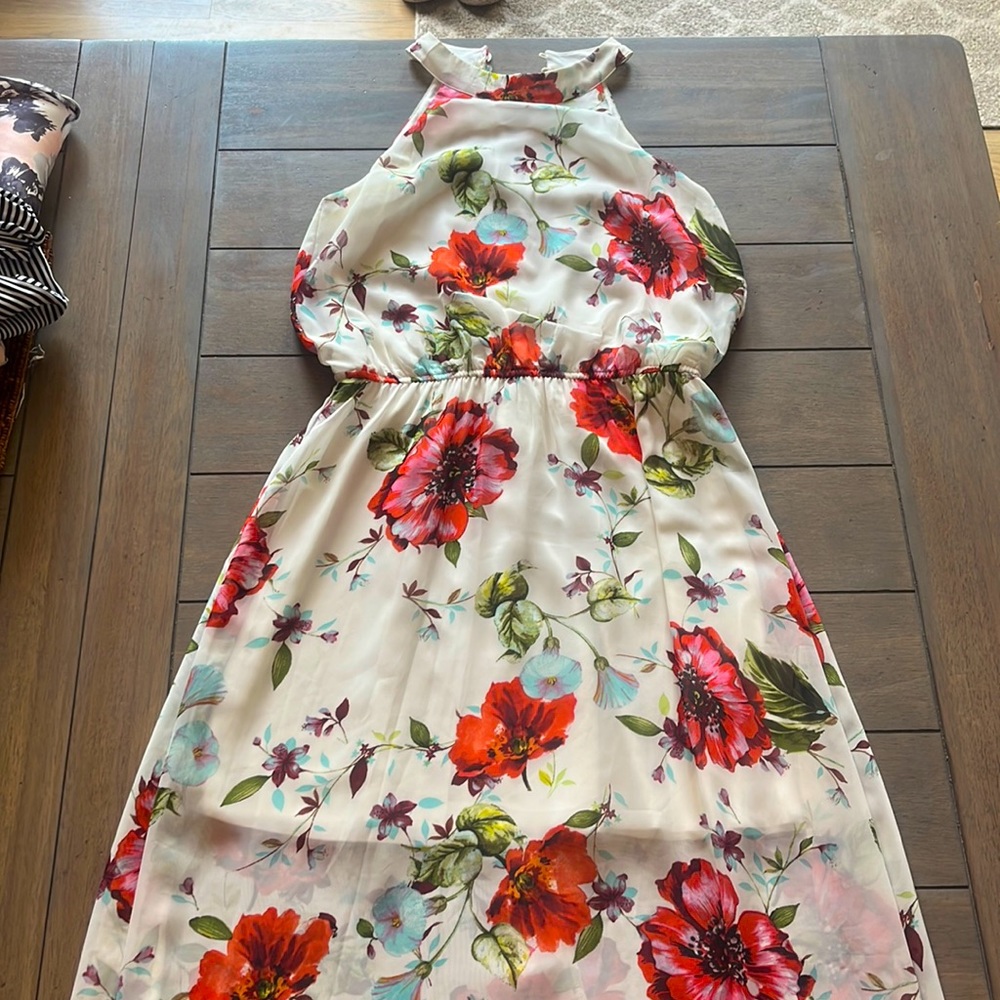 ava & yelly, size: 16, white dress with pink, blue & green flowers
